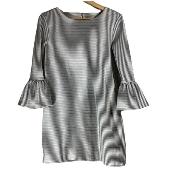 J.CREW BLACK AND WHITE STRIPED‎ BELL SLEEVE COTTON DRESS WOMENS SIZE SMALL - Picture 7 of 8